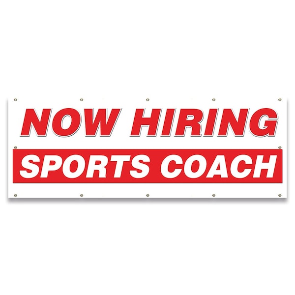 Now Hiring Sports Coach Banner Apply Inside Accepting Application Single Sided